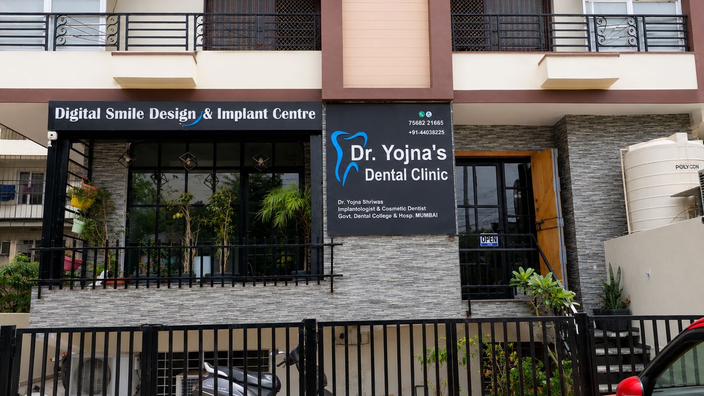 Street entrance of Dr. Yojna's Dental Clinic — Digital Smile Design & Implant Centre, Chitrakoot Scheme, Vaishali Nagar, Jaipur